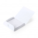 Porta-copos de cortiça com frase em estojo branco com adesivo personalizado