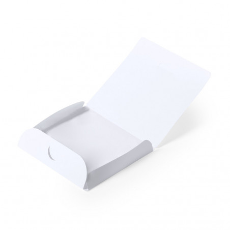 Porta-copos de cortiça com frase em estojo branco com adesivo personalizado