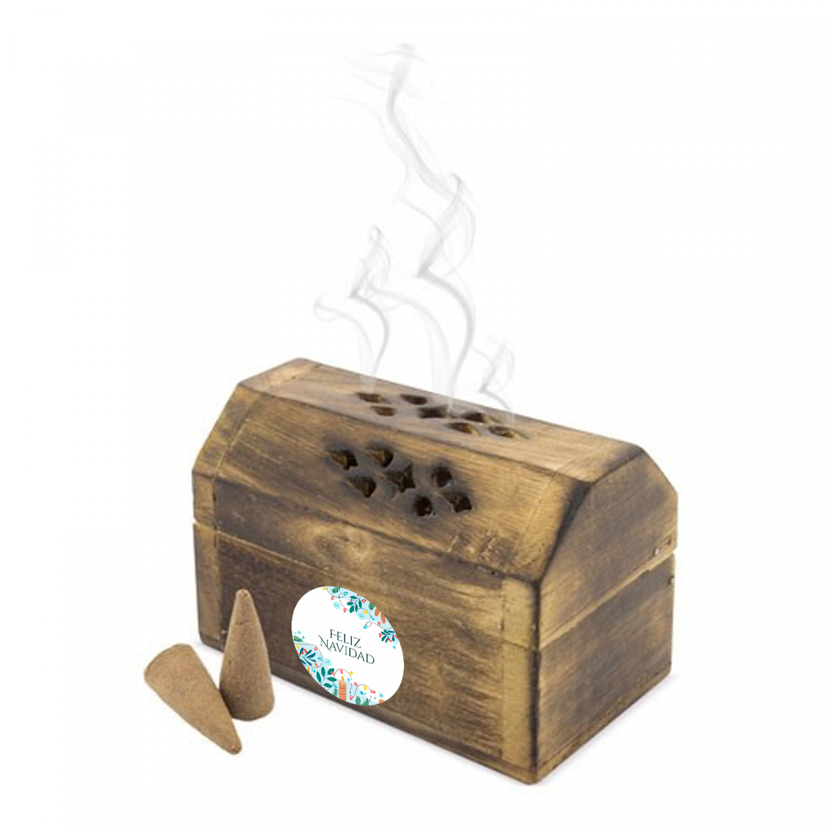 Cofre de incenso com adesivo de Natal personalizado