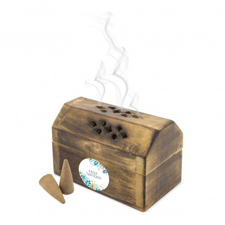 Cofre de incenso com adesivo de Natal personalizado