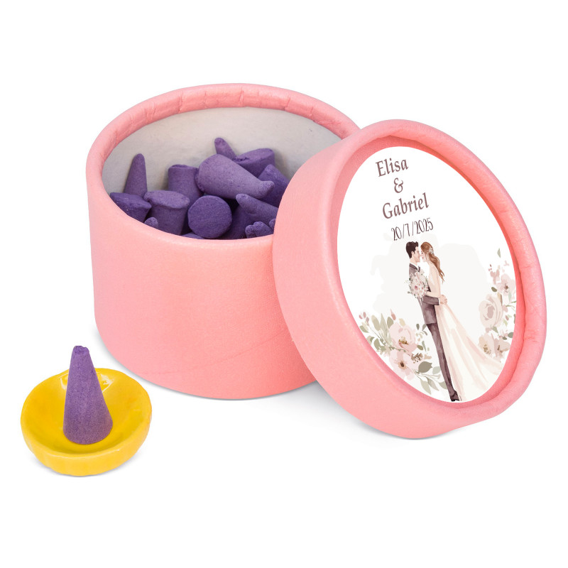 Incenso de lavanda em caixa personalizada para lembranças de casamentos