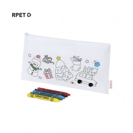 Estojo de Natal para colorir com giz de cera e etiqueta personalizada para presentear