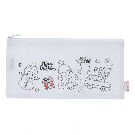 Estojo de Natal para colorir com giz de cera e etiqueta personalizada para presentear