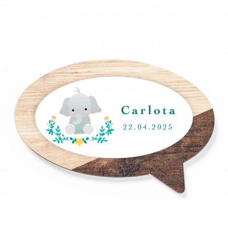 Imã de madeira com adesivo personalizado design elefante para detalhes