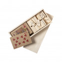 Jogo de cartas e dominó em estojo de madeira personalizado com adesivo para presentear