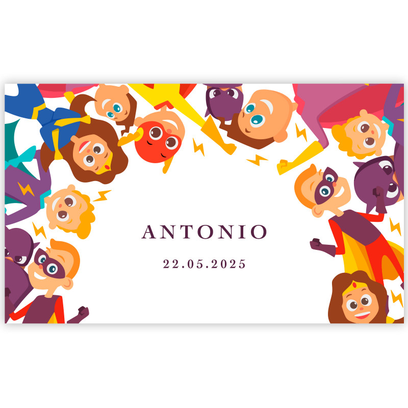Adesivo 5x3cm design de super-heróis para detalhes