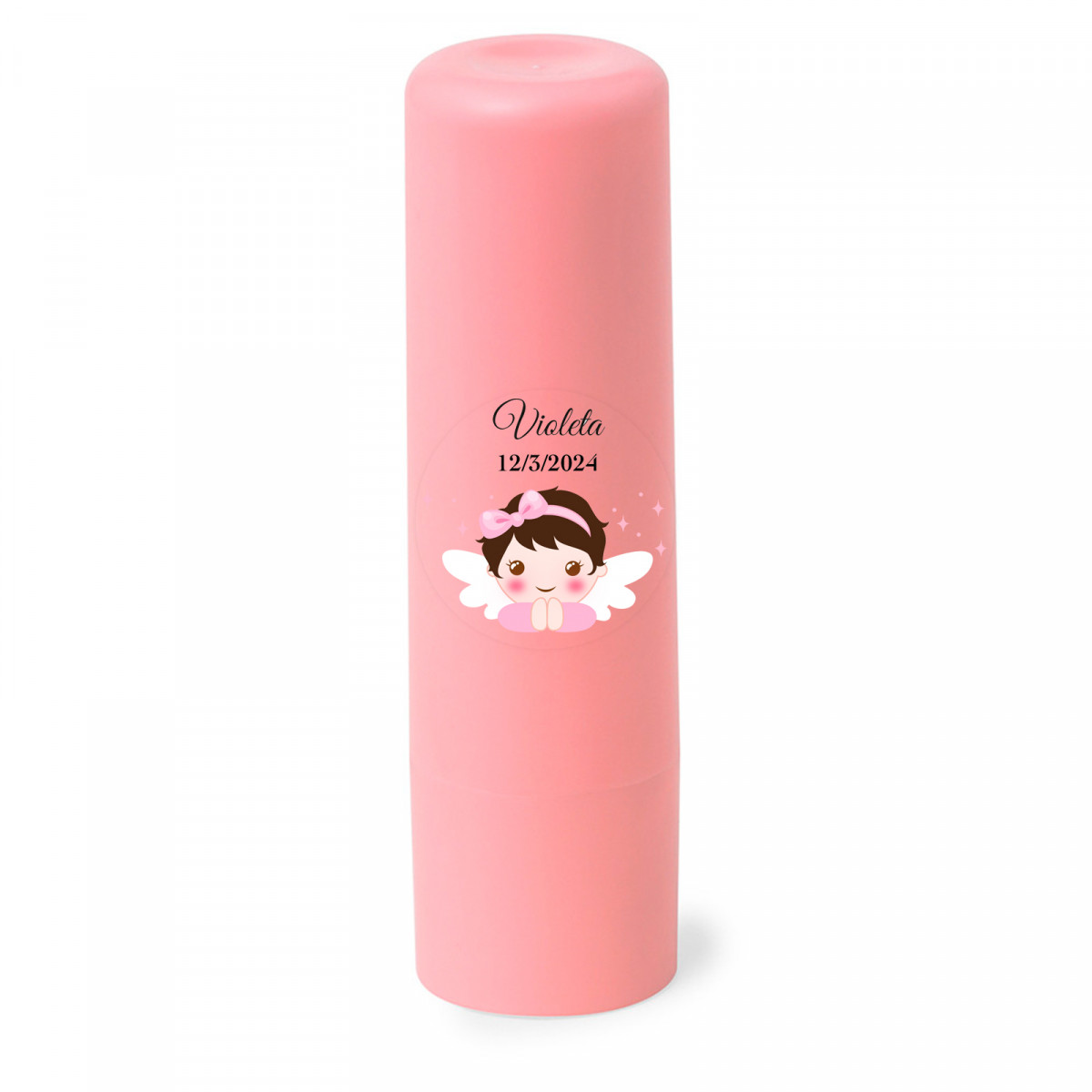 Bálsamo labial vegano personalizado menina para detalhes de batizado