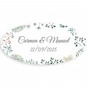 Imã de madeira com adesivo herbal personalizável para lembranças de casamento