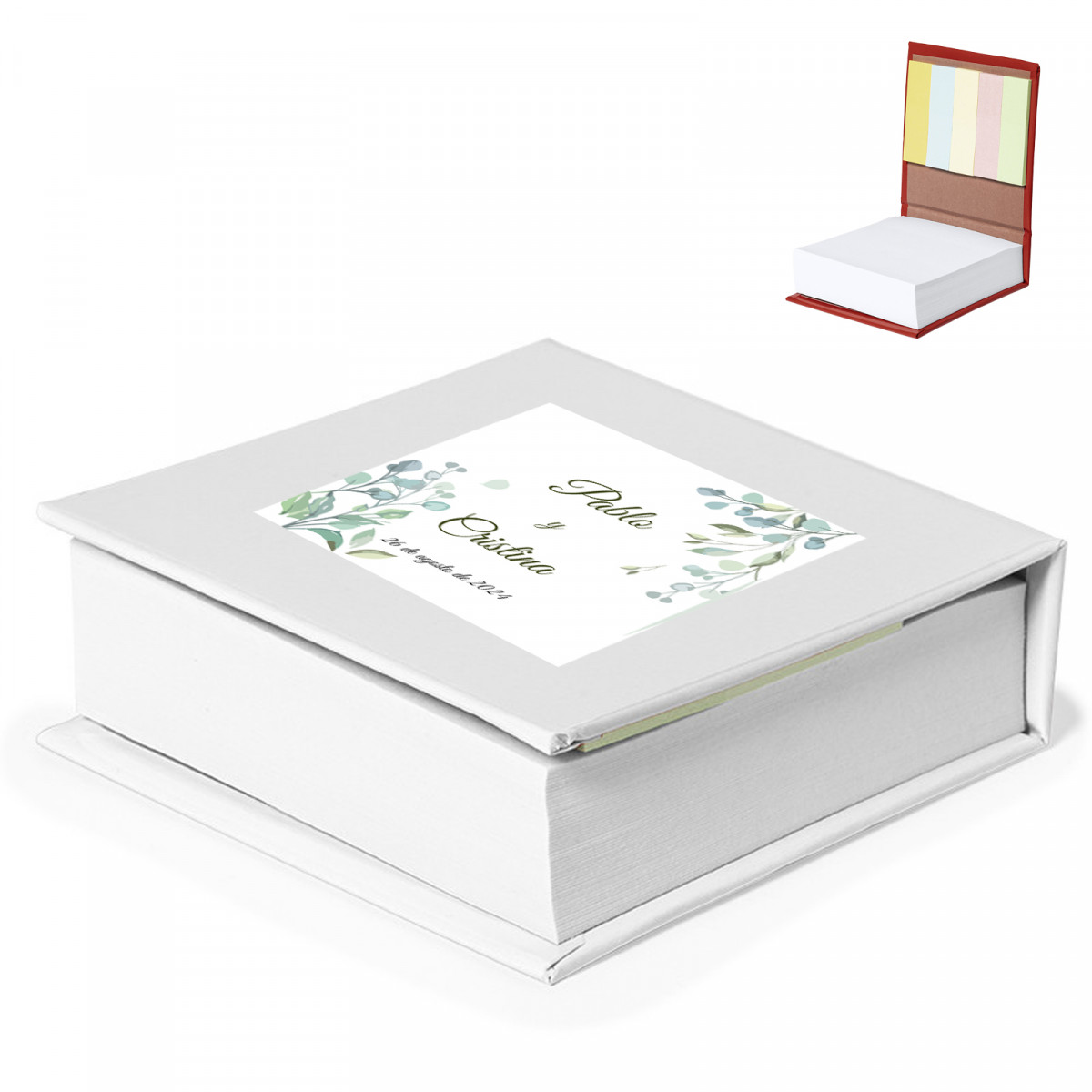 Bloco de notas com post-it com adesivo floral personalizado
