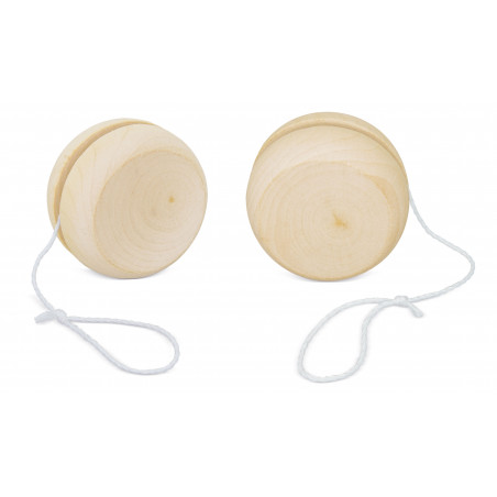 Yoyo de madeira com adesivo personalizável para detalhes
