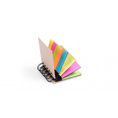Caderno com post-its adesivos coloridos com super-heróis