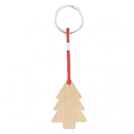 Chaveiro árvore de natal de madeira em bolsa com adesivo natalino personalizável para lembranças