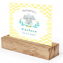 Suporte de mesa de madeira com cartão de lembrança para decoração de mesa de batizado