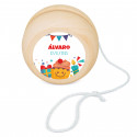 Yoyo de madeira com adesivo personalizável para detalhes