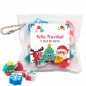 Mochila infantil natal para colorir com giz de cera e borrachas com adesivo natalino para detalhes