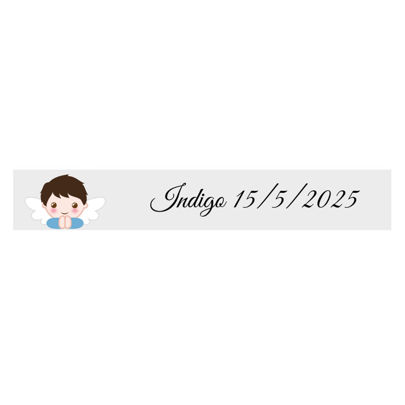 Adesivo anjo menino 5x1 personalizável fundo transparente para batizado
