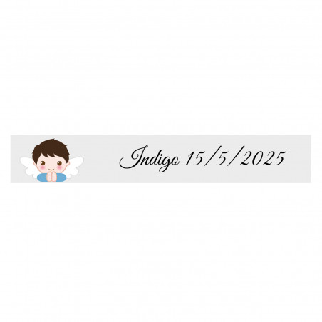 Adesivo anjo menino 5x1 personalizável fundo transparente para batizado