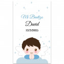 Adesivo anjo menino 3x5 retangular personalizável para batizado