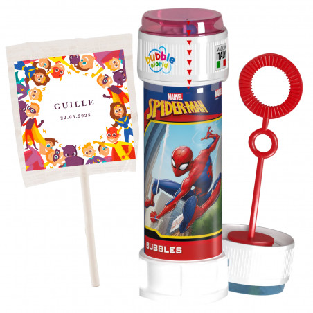 Pompe de aranha e pirulito de super-heróis personalizado para convidados