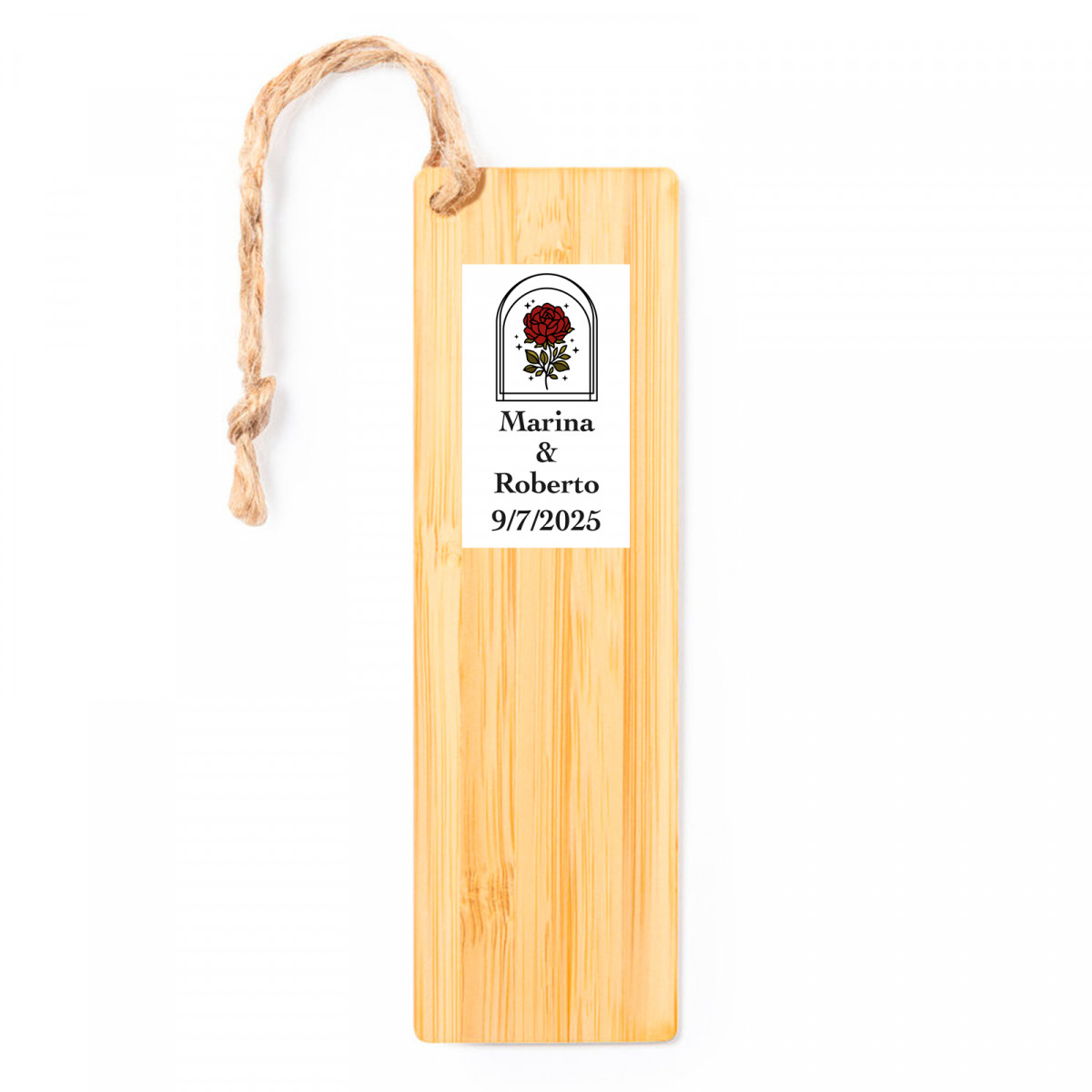 Marcadores de bambu com adesivo rosa vintage para detalhes