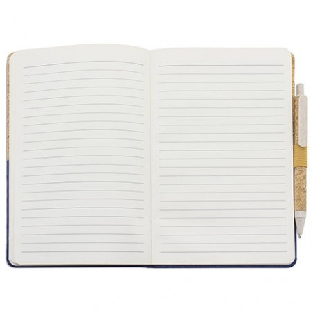 Caderno de cortiça na cor creme personalizado com adesivo de casamento e bolsa para presentear