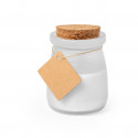 Vela aromática com tampa de cortiça e etiqueta personalizada para detalhes de batizado menina