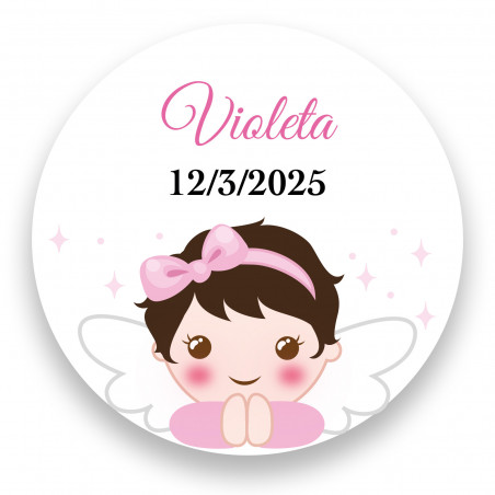Vela aromática com tampa de cortiça e etiqueta personalizada para detalhes de batizado menina