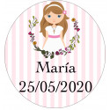 Necessaire rosa com adesivo para detalhes de primeira comunhão menina