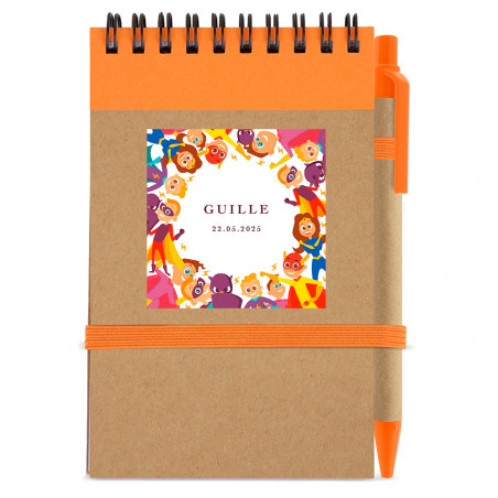 Caderno com caneta com adesivo de super-heróis 5x5 cm para detalhes