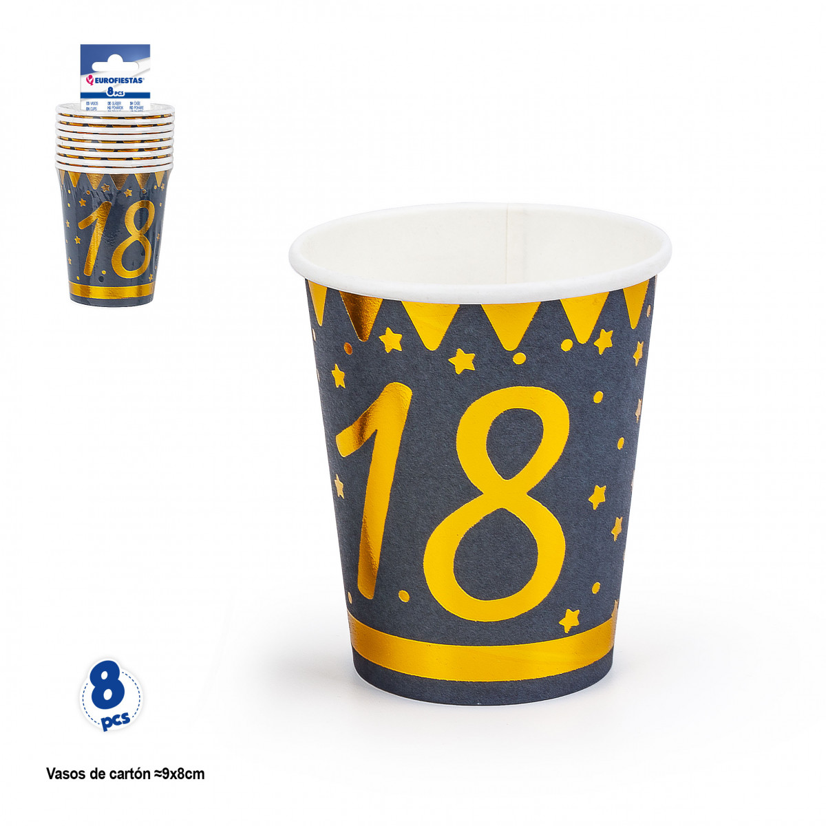 Óculos número 18 azul marinho com desenho de estrela dourada