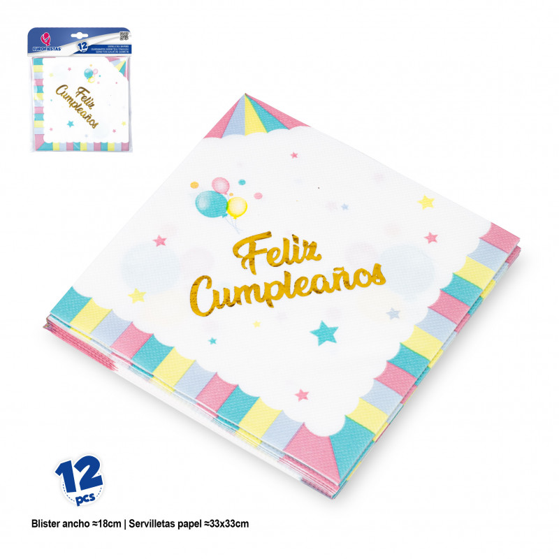 Guardanapos de feliz aniversário em tons pastéis para eventos