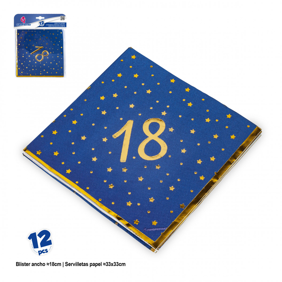 Guardanapos de design azul marinho número 18 com estrelas douradas para eventos