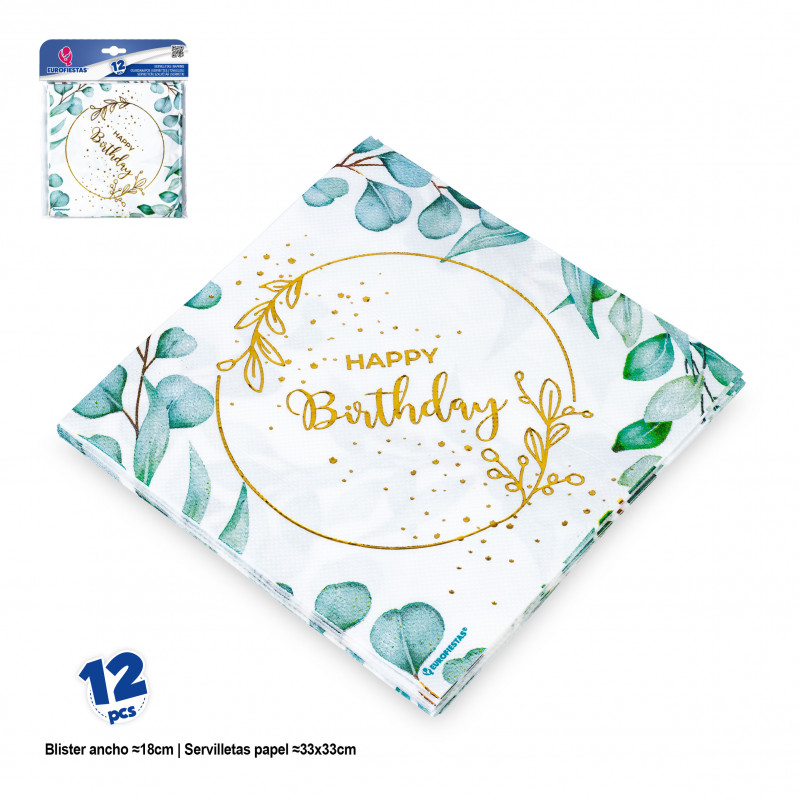 Guardanapos de feliz aniversário com design floral para eventos