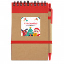 Caderno com caneta e adesivo personalizado de Natal para presentes