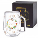 Caneca térmica natalina personalizada com simpática tiara natalina em bolsa para brindes