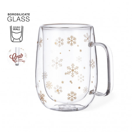 Caneca térmica natalina personalizada com simpática tiara natalina em bolsa para brindes