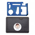 Multiherramenta azul em estojo com adesivo personalizado para comunhão de menino