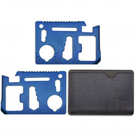 Multiherramenta azul em estojo com adesivo personalizado para comunhão de menino