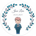 Adesivo 5cm primeira comunhão menino personalizável