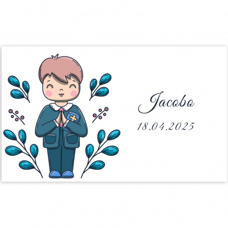 Adesivo 5x3 cm primeira comunhão menino personalizável