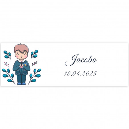 Adesivo 6x2 cm primeira comunhão menino personalizável