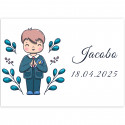 Adesivo 7x5 cm primeira comunhão menino personalizável