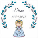 Adesivo quadrado 5x5 cm primeira comunhão menina personalizável
