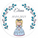 Adesivo redondo 3cm primeira comunhão menina personalizável
