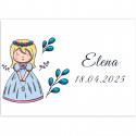 Adesivo 7x5 cm primeira comunhão menina personalizável