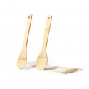 Utensílios de salada de bambu para levar em bolsa personalizada para casamentos