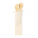Utensílios de salada de bambu para levar em bolsa personalizada para casamentos