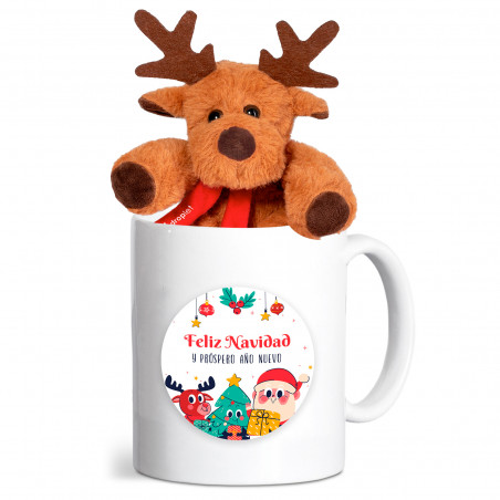 Caneca de cerâmica personalizada com pelúcia de rena para detalhes