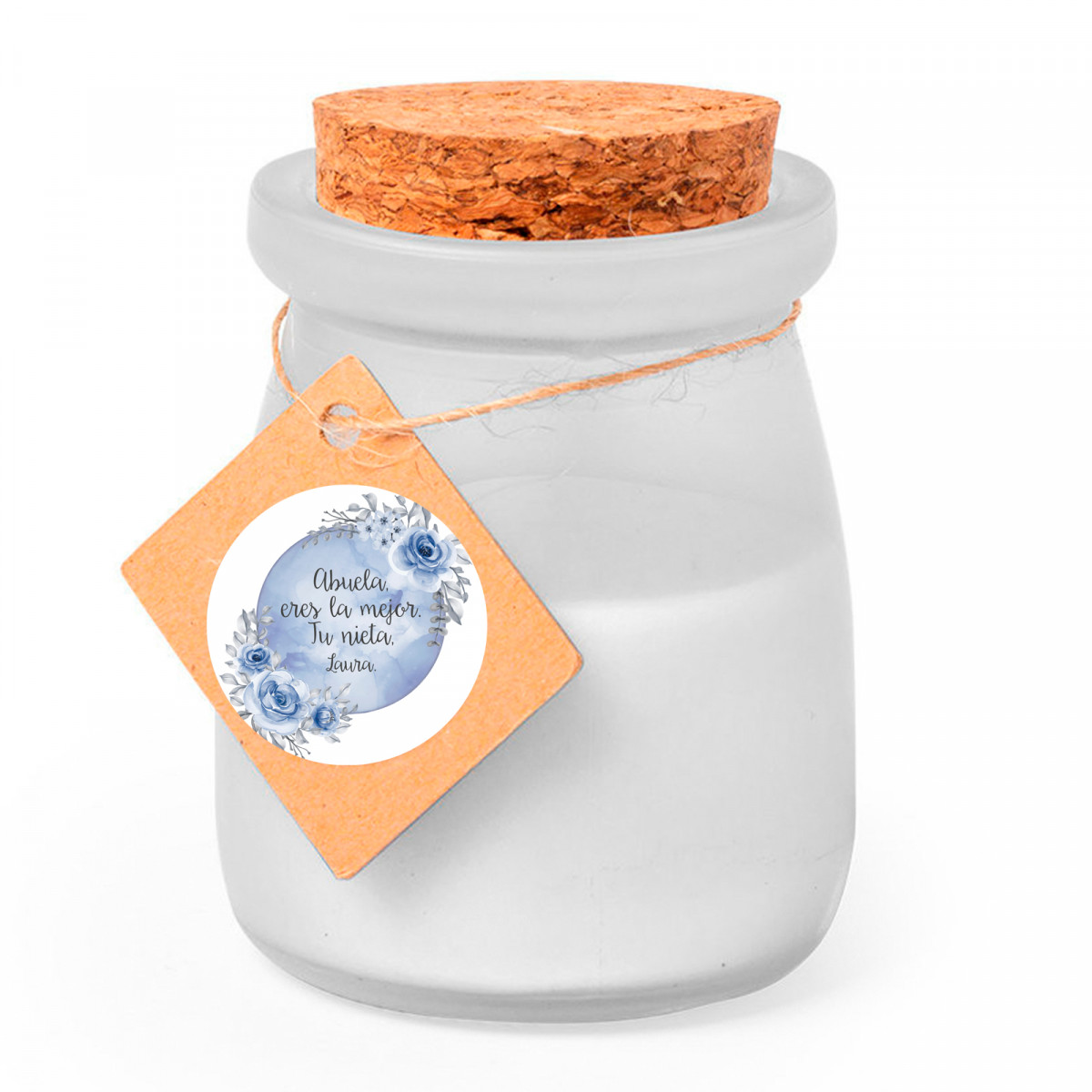 Vela de cristal com etiqueta com adesivo editável para detalhes
