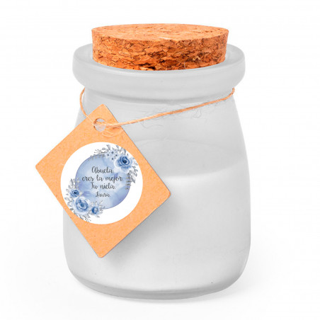 Vela de cristal com etiqueta com adesivo editável para detalhes
